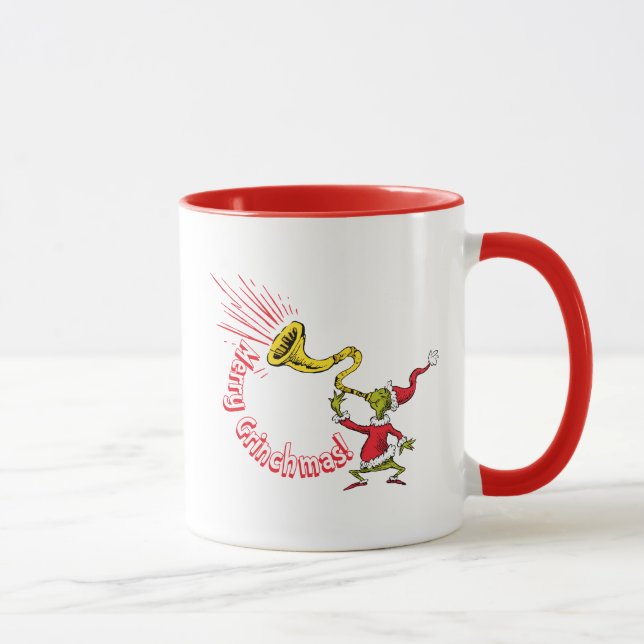 Caneca Grinch Blowing the Merry Grinchmas Horn (Direita)