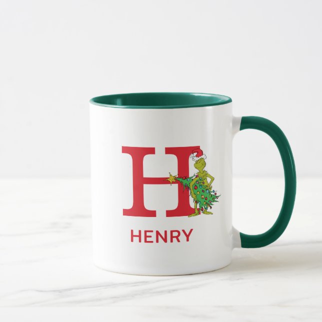 Caneca Grinch Clássico | Nome Malvado e Monograma H (Direita)