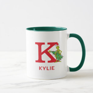 Caneca Grinch Clássico Nome Malvado e Monograma K