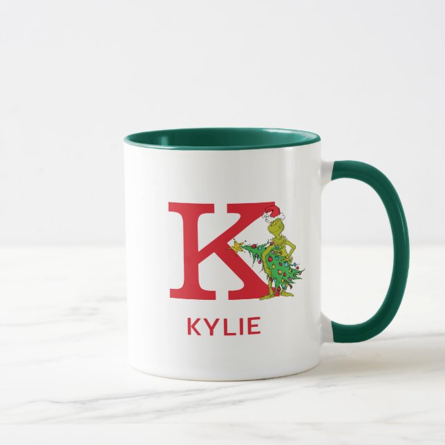 Caneca Grinch Clássico | Nome Malvado e Monograma K (Direita)