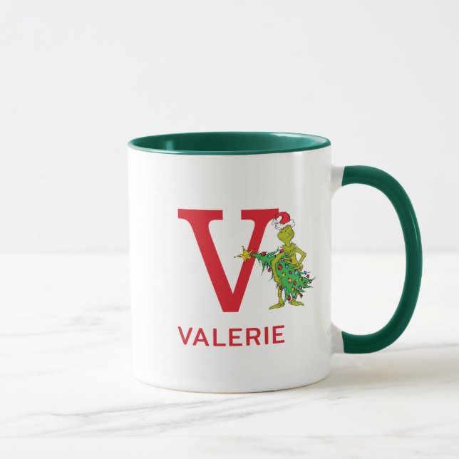 Caneca Grinch Clássico | Nome Malvado e Monograma V (Direita)