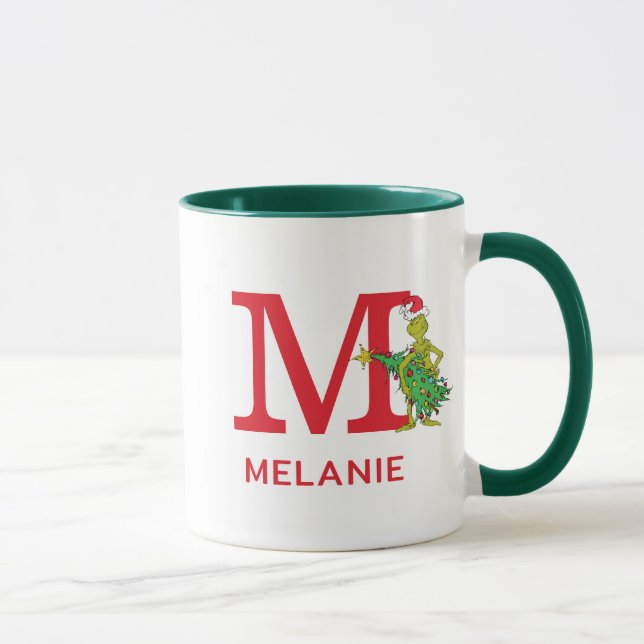 Caneca Grinch Clássico | Nome Travesso e Monograma M (Direita)