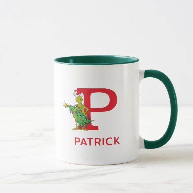 Caneca Grinch Clássico | Nome Travesso e Monograma P (Direita)