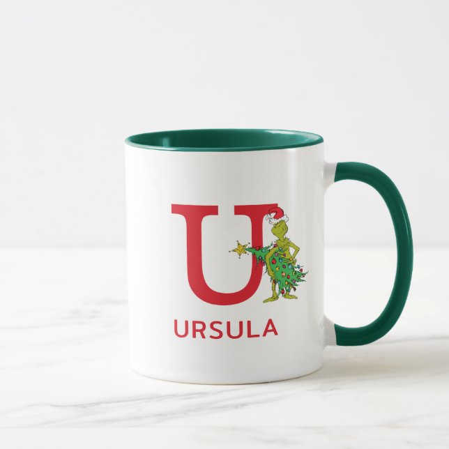 Caneca Grinch Clássico | Nome Travesso e Monograma U (Direita)