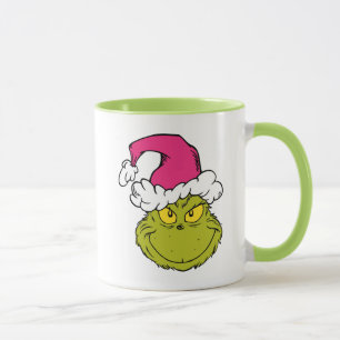 Caneca Grinch com Chapéu de Papai Noel Rosa
