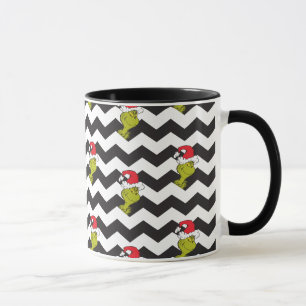 Caneca Grinch Preto e Branco Padrão de Chevron de Féria