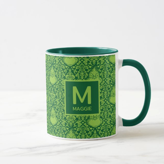 Caneca Grinch Verde Ornamentado | Adicione seu Nome e Ini (Direita)