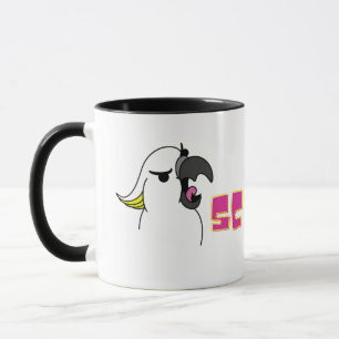 Caneca Gritando papagaio com texto rosa