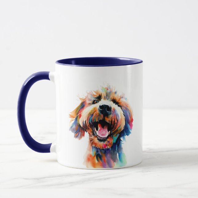 Caneca Grito bonito - Arte Labradoodle Colorida (Esquerda)