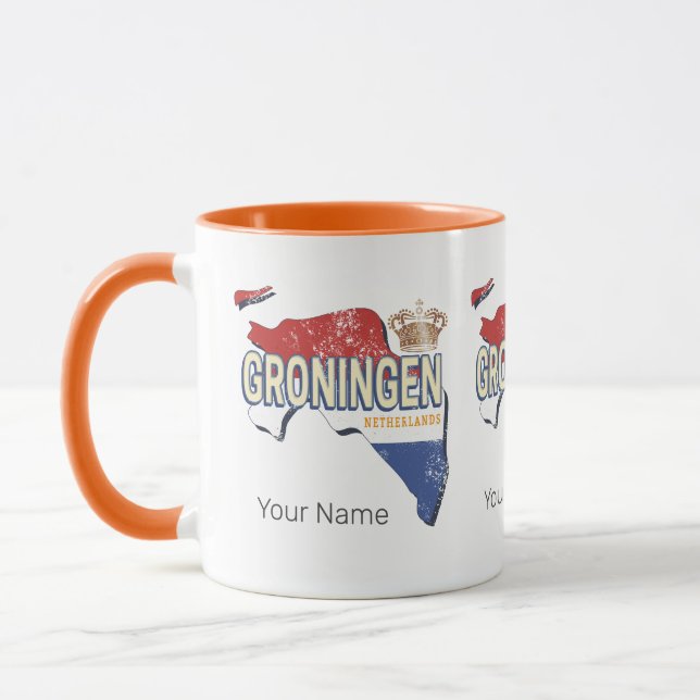 Caneca Groningen Países Baixos - Mapa Retro Holandês Vint (Esquerda)