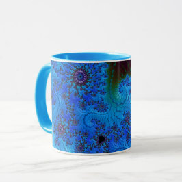 Caneca Groovy Moody Blue Fractal Mandelbrot Espirais