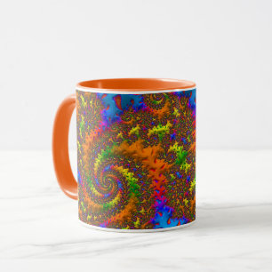 Caneca Groovy Retro Psicodélico Arte Fractal Espiral