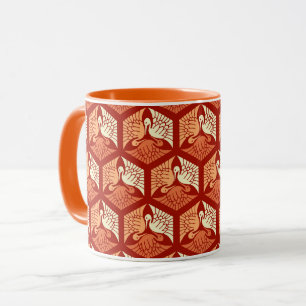 Caneca Gruas japonesas, mandarim e laranja claro