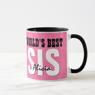 Caneca Grunge do rosa da IRMÃ do mundo nome feito sob