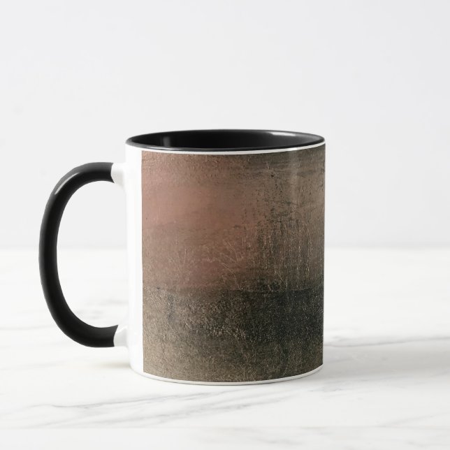 Caneca Grunge Moderno Abstrato Rosa Preto Dourado (Esquerda)