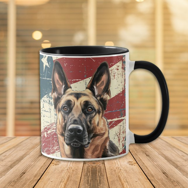 Caneca Grunge USA Flag Belga Malinois (Criador carregado)