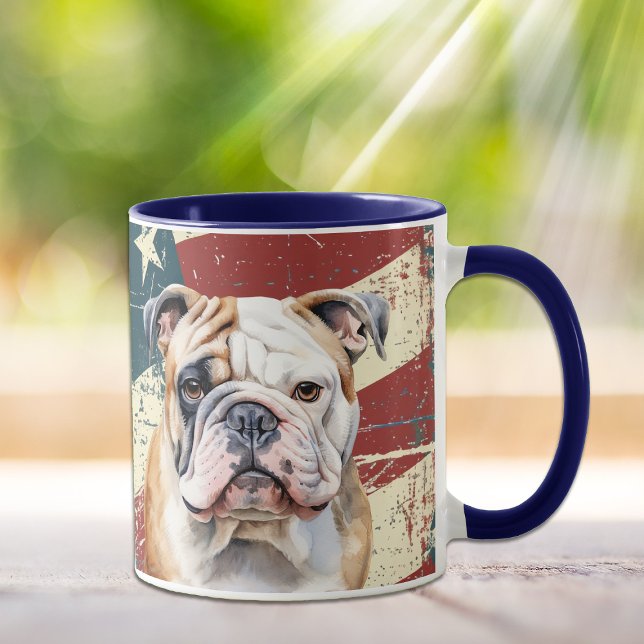 Caneca Grunge USA Flag Buldogue (Criador carregado)