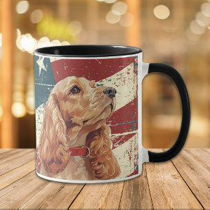 Caneca Grunge USA Flag Cocker Spaniel Dog