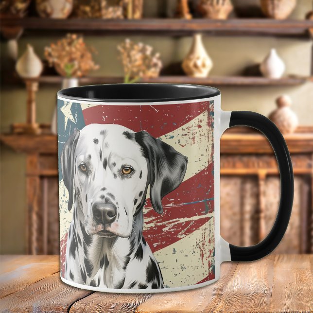 Caneca Grunge USA Flag Dalmatian (Criador carregado)