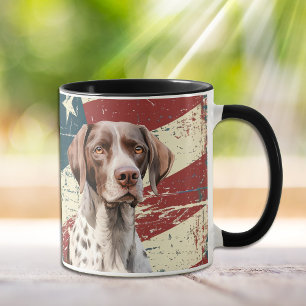 Caneca Grunge USA Flag German Shorired Dog