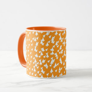 Caneca Grupo de Árvores Brancas Laranja