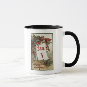 Caneca Grupo de miúdos que escondem atrás do calendári