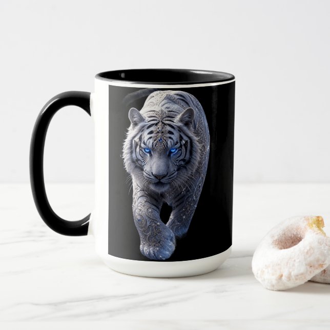 Caneca Guardião Celestial: Tigre Branco Mítico (Com Donut)