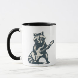 Caneca Guaxinim Engraçado Tocando Guitarra Elétrica