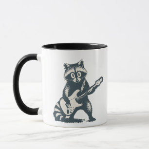 Caneca Guaxinim Engraçado Tocando Guitarra Elétrica