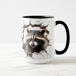 Caneca guaxinim numa parede rachada
