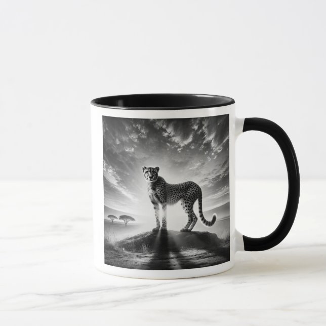 Caneca Guépard majestueux sur un rocher. (Direita)