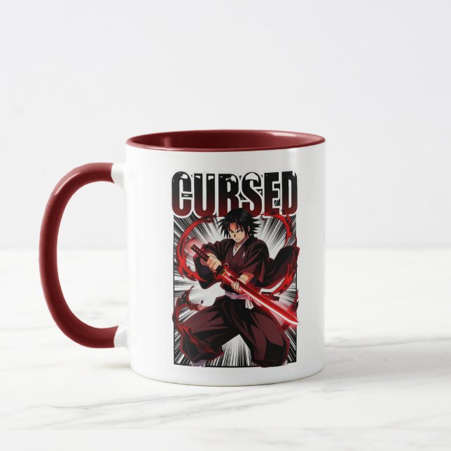 Caneca Guerreiro Katana Estilo Anime Sombrio Amaldiçoado  (Esquerda)