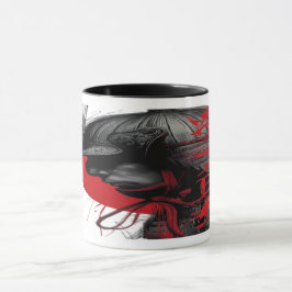 Caneca Guerreiro Samurai Afiado Tinta Japonesa Sol Vermel