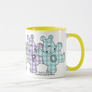 Caneca Guingão feliz do pastel dos hipopótamos