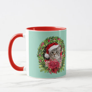 Caneca Guirlanda de Natal de Tabby 