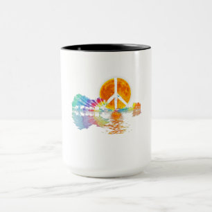 Caneca Guitar-lago Shadow Peace Love Guitar Hippie