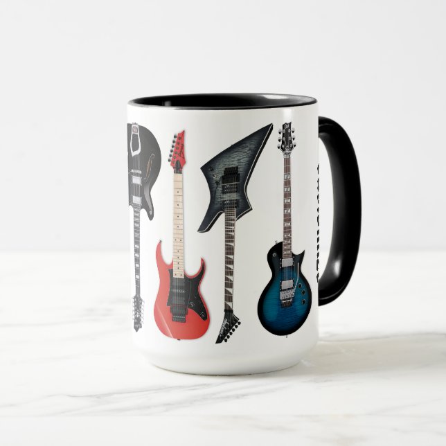 Caneca Guitarras Elétricas Personalizadas Brancas (Frente Esquerda)