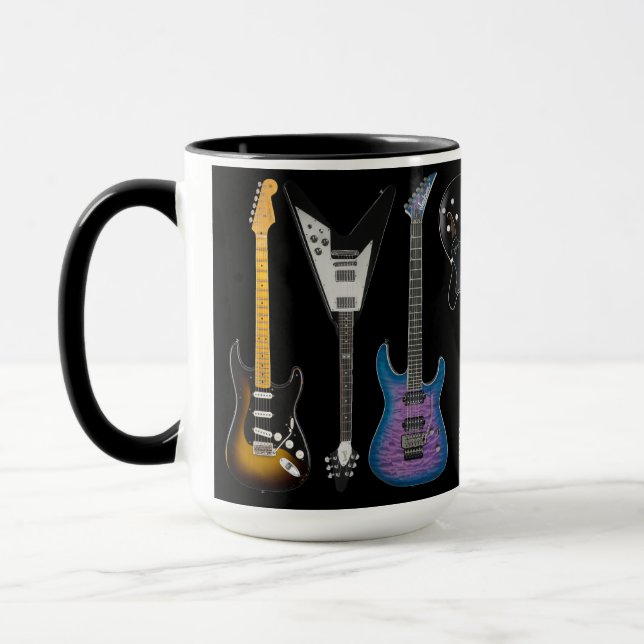Caneca Guitarras Elétricas Personalizadas Preta (Esquerda)