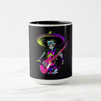 Caneca Guitarrista Esqueleto Neon Halloween