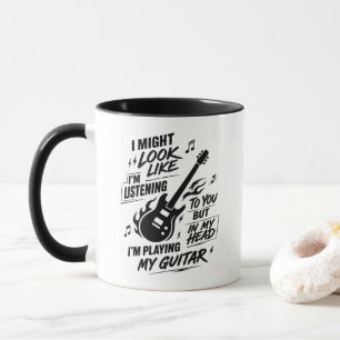 Caneca Guitarrista Sarcástico Tocando Guitarra Na Minha C