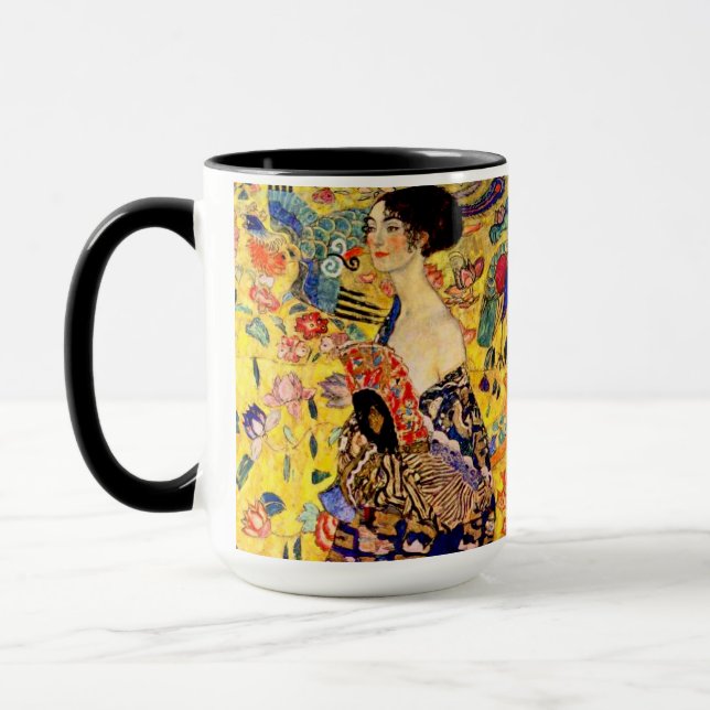 Caneca Gustav Klimt Dama com Leque (Esquerda)
