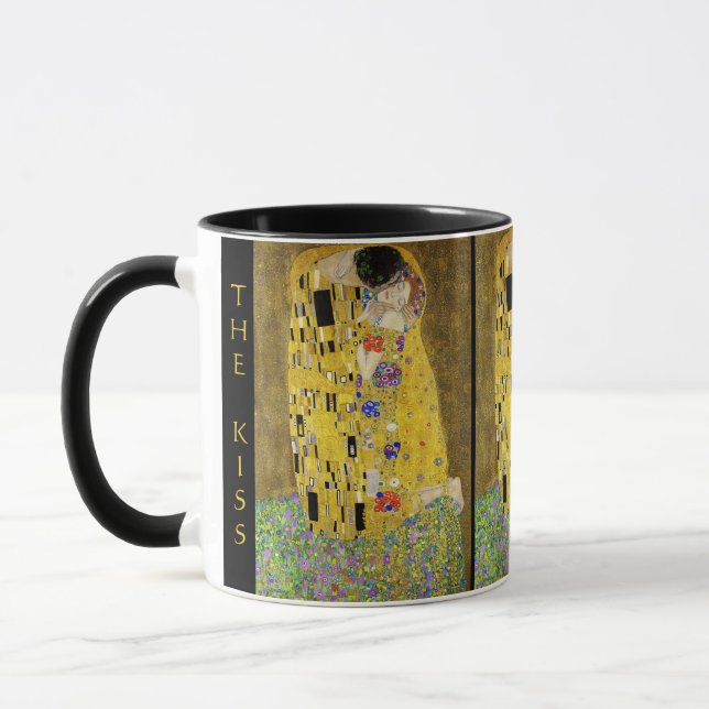 Caneca Gustav Klimt – The Kiss – Custom Text (Esquerda)