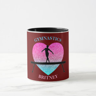 Caneca Gymnastics Beam Sparkle Heart Burgundy