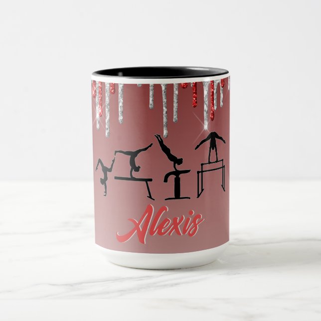 Caneca Gymnastics Red and Silver Glitter Ombre (Centro)