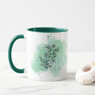 Caneca H Abastecente inicial Monograma Botânico verde