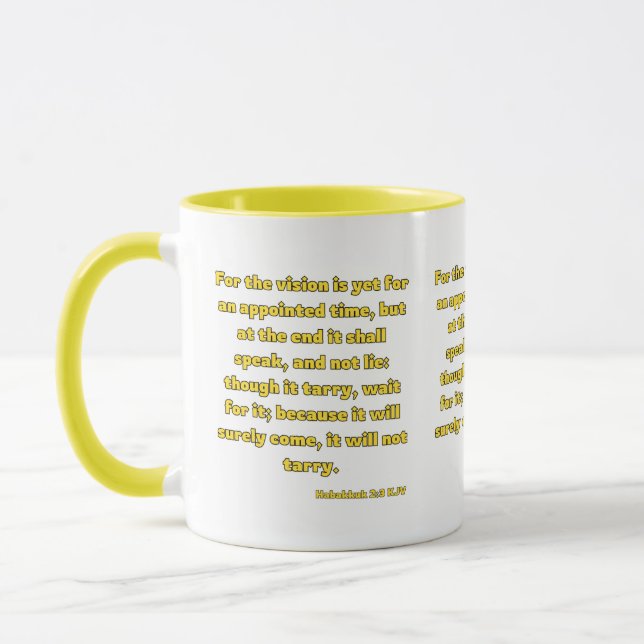 Caneca Habakkuk 2:3 Bíblia KJV Verso Dois Tom (Esquerda)