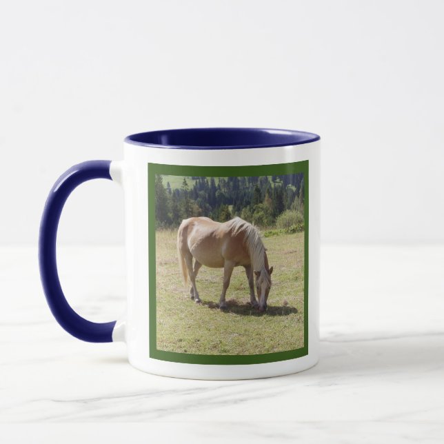 Caneca Haflinger Palomino Pony em Pasture Verde Foto: (Esquerda)