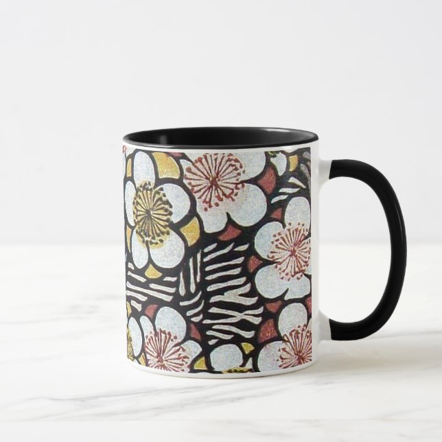 CANECA HAIKU/ PRETO BRANCO ROSA FLORES DE PRIMAVERA (Direita)