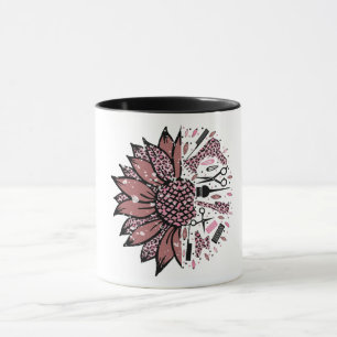 Caneca Hair Stylist Mauve and Pink Leopard Sunflower Tool
