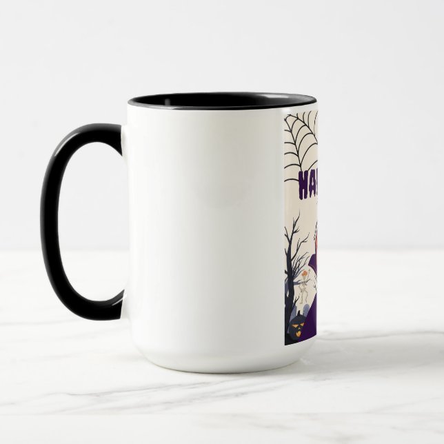 Caneca Halloween - abóbora escura e feiticeiro (Esquerda)